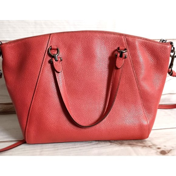 Coach prairie satchel convertible handbag in red signature Coach pebble leather - Picture 3 of 9